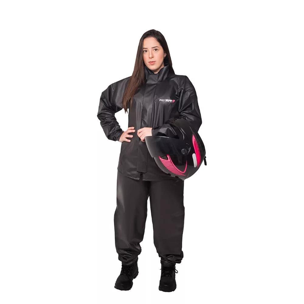 Capa de Chuva Feminina Pioneira Combate PVC com Gola Moto