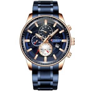 Relógio De Pulso Esportivo Masculino Com Pulseira De Aço Inoxidável Azul
