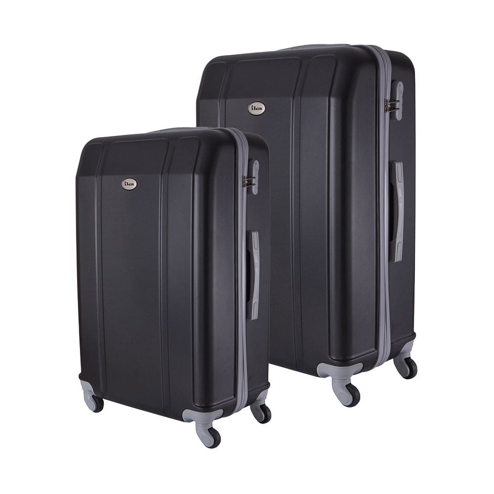 Conjunto de Mala de Viagem Abs Ika Continental Cadeado Embutido Rodas Giro 360º 2 Peças P/m Preta