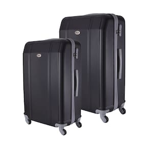 Conjunto de Mala de Viagem Abs Ika Continental Cadeado Embutido Rodas Giro 360º 2 Peças P/m Preta