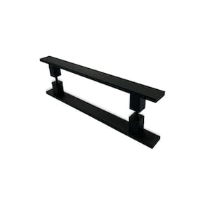 Puxador Porta Pivotante Vidro Madeira 40Cm Maciço Preto