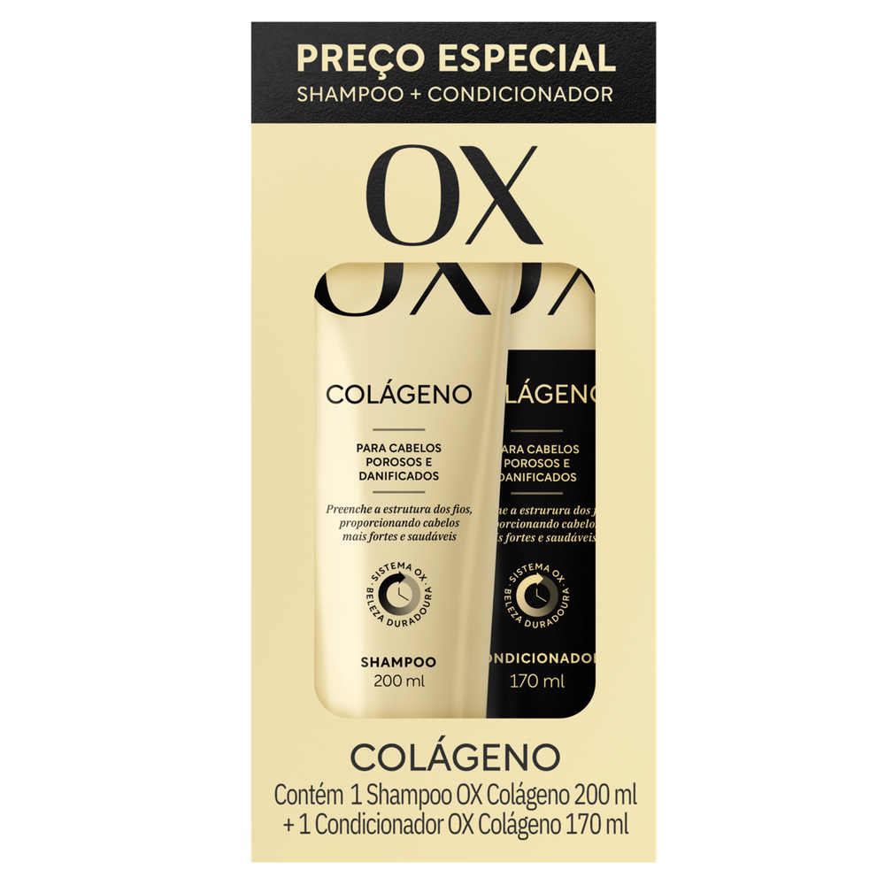 Kit Sampoo 200ml + Condicionador 170ml Ox Colágeno