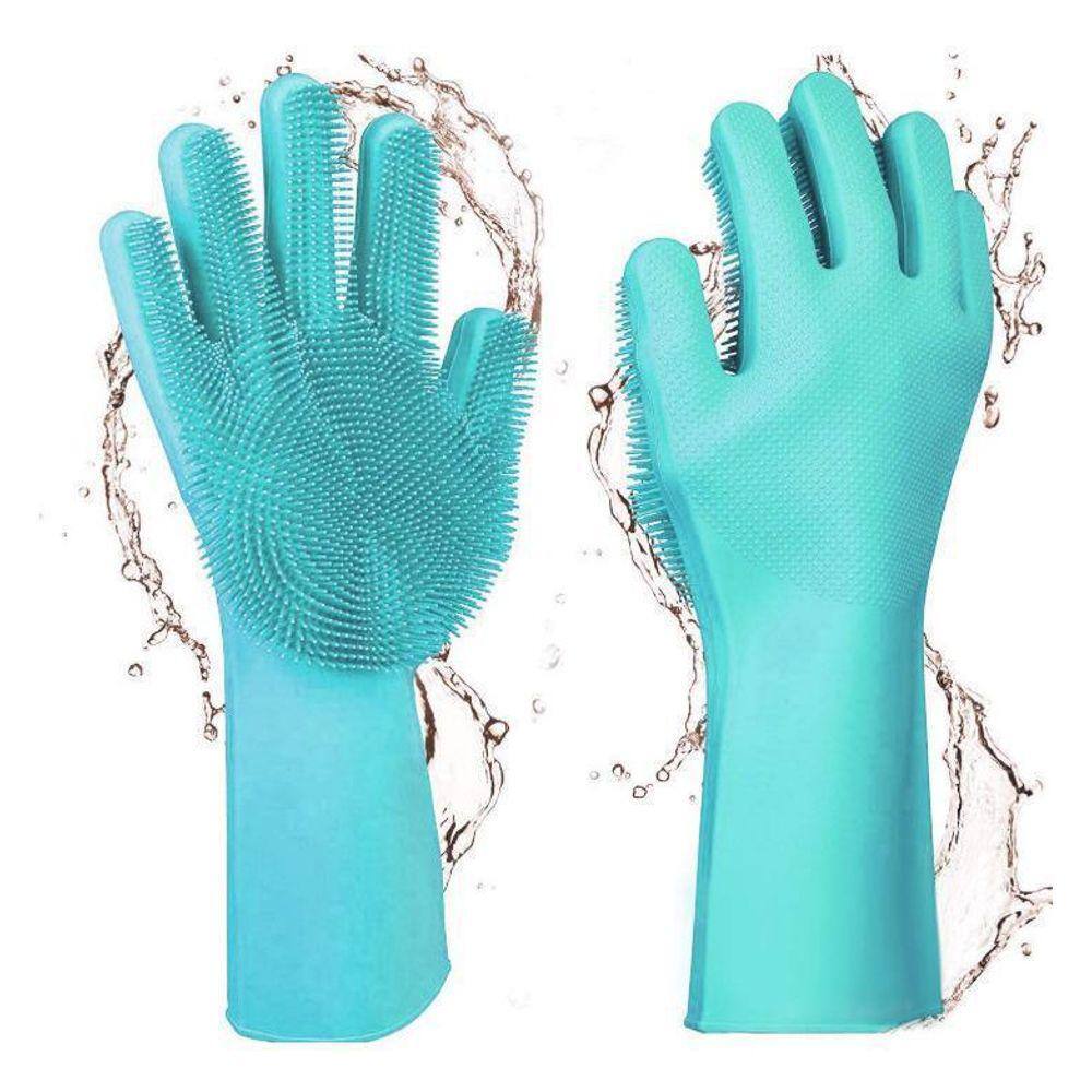 Luvas De Silicone Limpeza Esponja Macia Luva De Lavar Louça