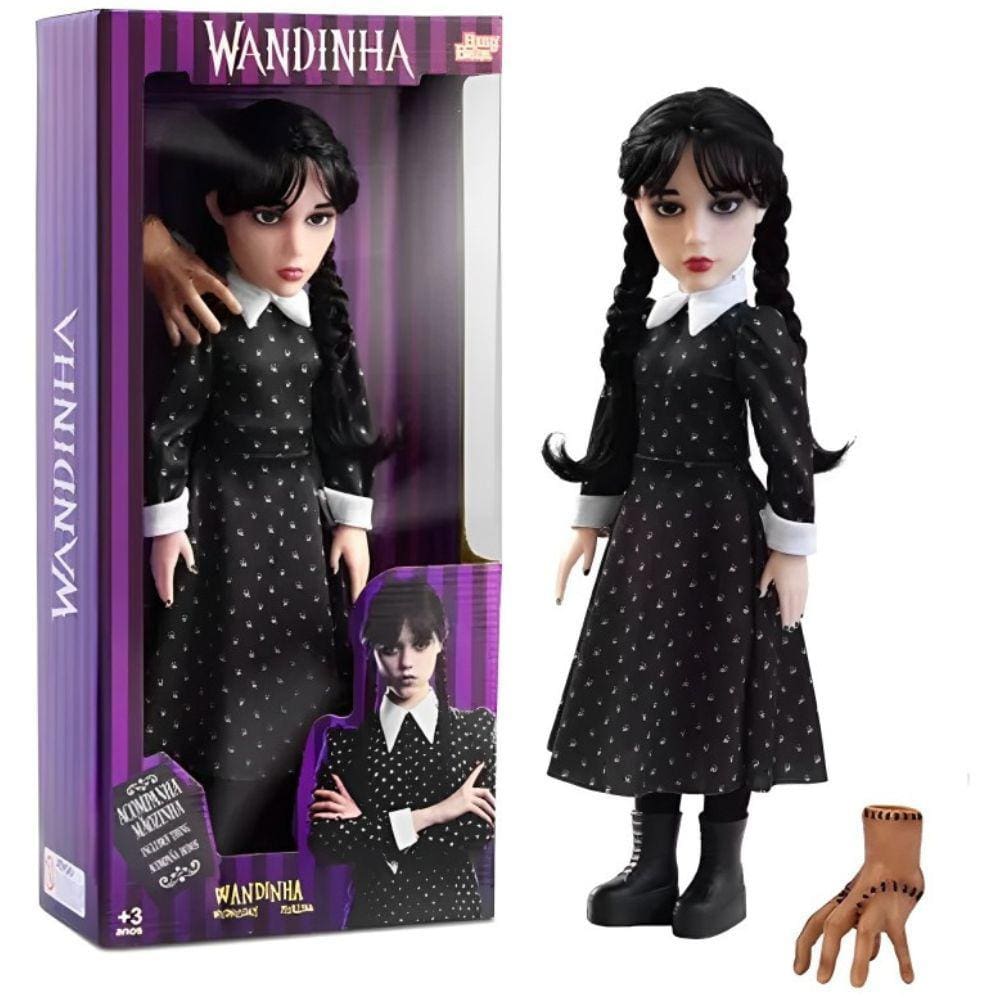 Boneca Wandinha 45cm Acompanha Mãozinha Addams - Baby Brink