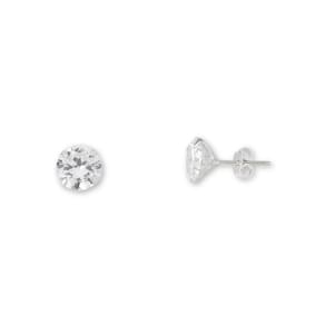 Brinco Ponto De Luz Zirconia Redonda Unissex Prata 925