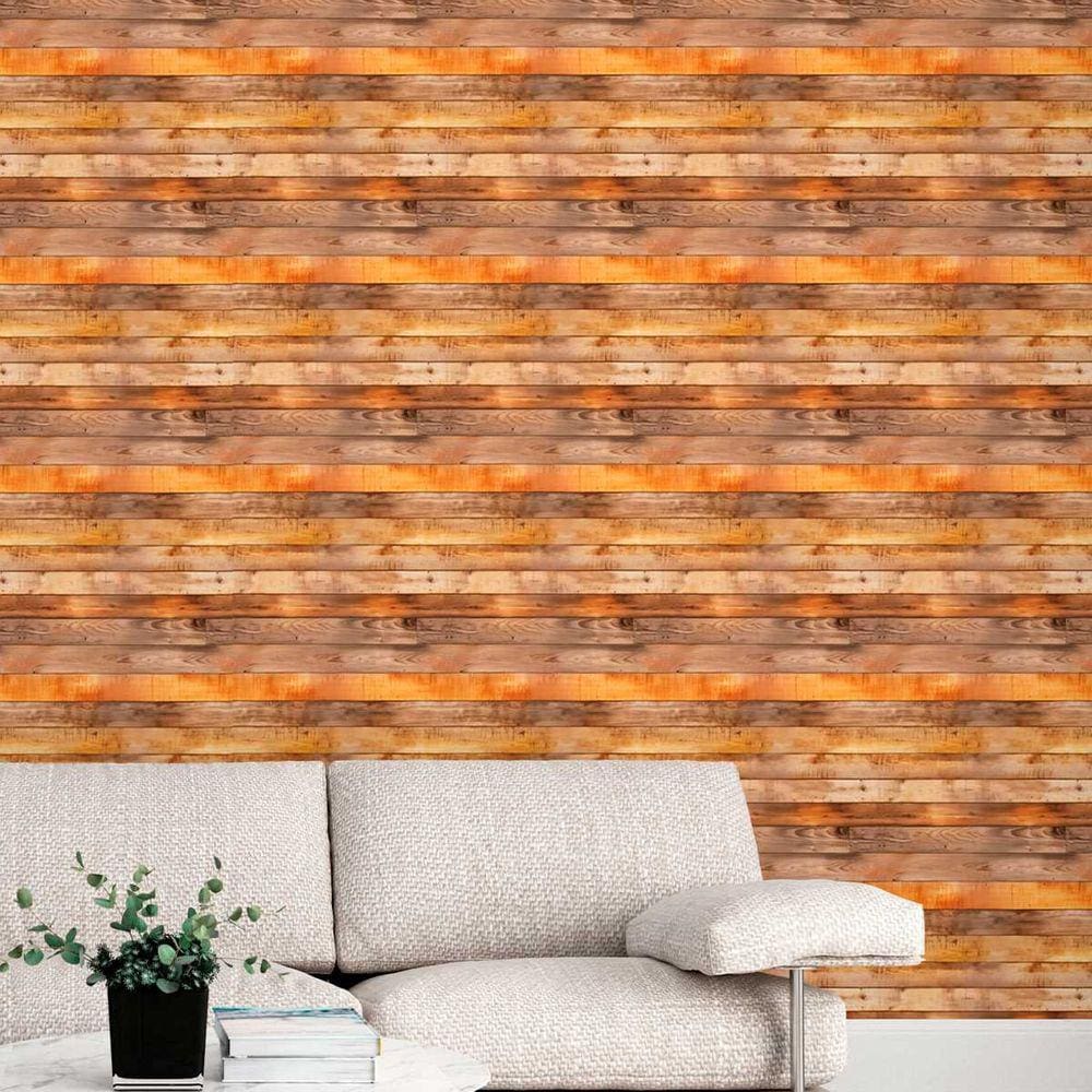 Papel de Parede Auto Adesivo efeito Madeira tábua envelhecida Decorada Lavavel Quarto Sala 15m