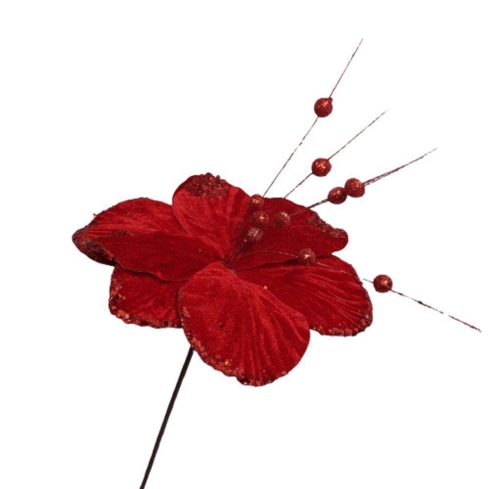 Flor Artificial Natal Vermelha 27cm