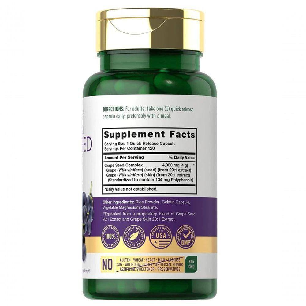 Grape Seed Extract, 4.000mg, 120 Cápsulas, | Ponto