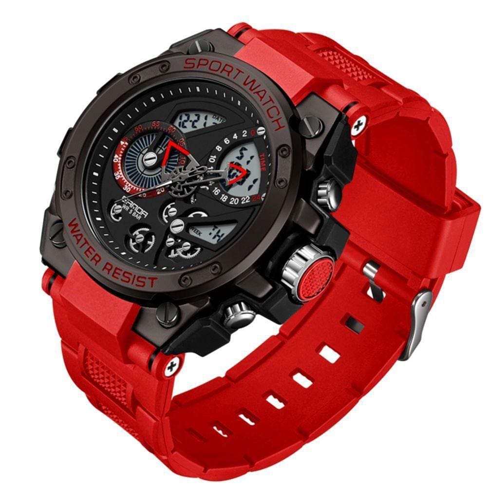 Relógio Masculino Dual Display Esportivo Vermelho