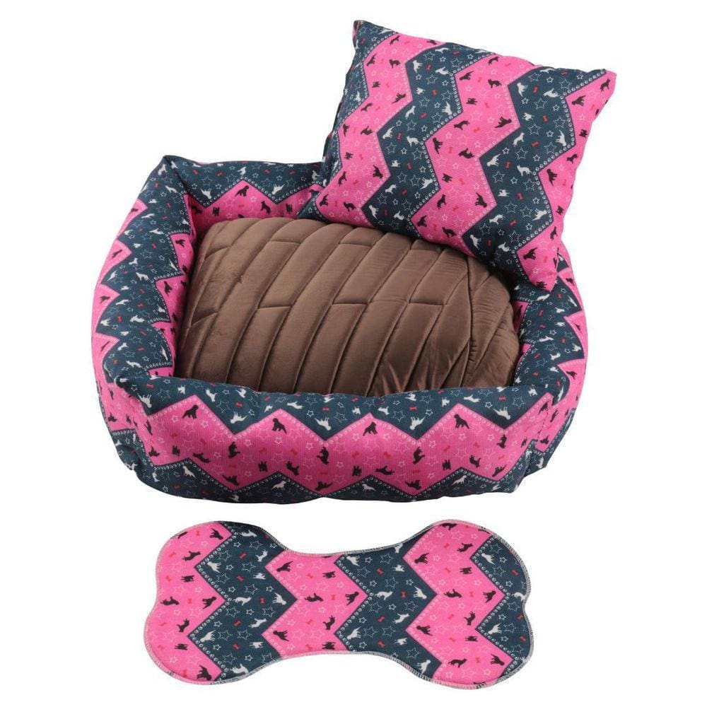 Cama Pet Luxo Kit Iglu 3 Peças Rosa 65x65cm - Minhacazza