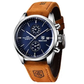 Relógio De Quartzo Esportivo Masculino Benyar Luxo Impermeável Cronógrafo Marrom Azul