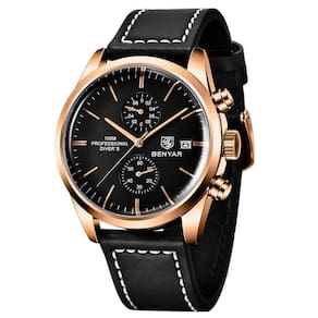 Relógio De Quartzo Esportivo Masculino Benyar Luxo Impermeável Cronógrafo Preto Dourado