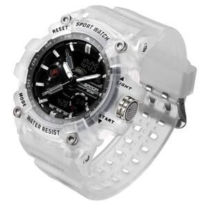 Relógio De Pulso Masculino Esportivo De Quartzo Dual Display Digital A Prova D´agua Branco