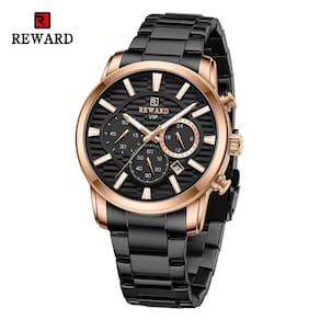 Relógio Masculino Quartzo Cronógrafo Aço Inoxidável Preto Rose