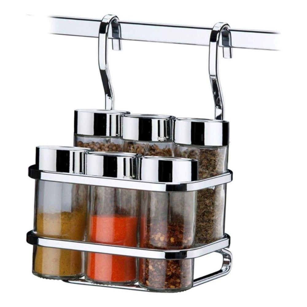Suporte Aéreo Porta Temperos 6 Condimentos Pendura Barra
