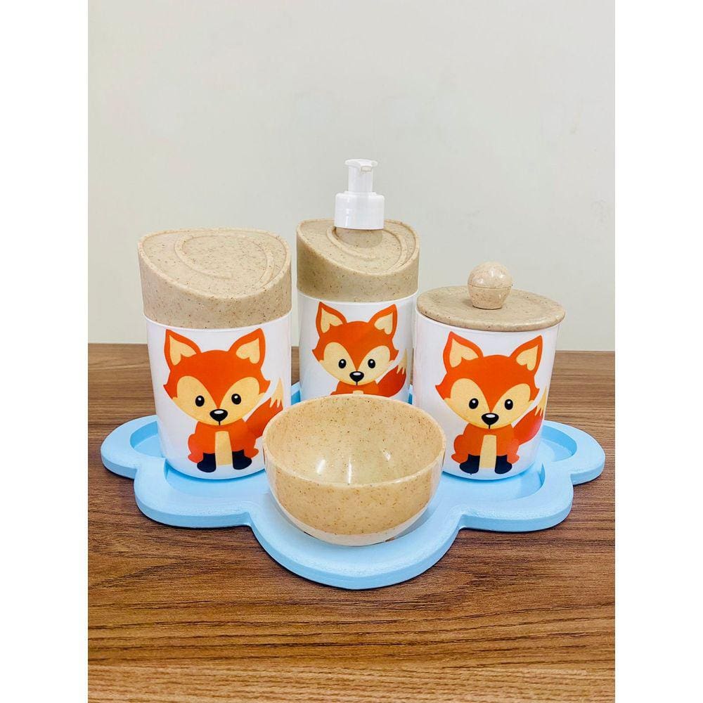 Kit Higiene Raposinha Baby c/bandeja nuvem azul