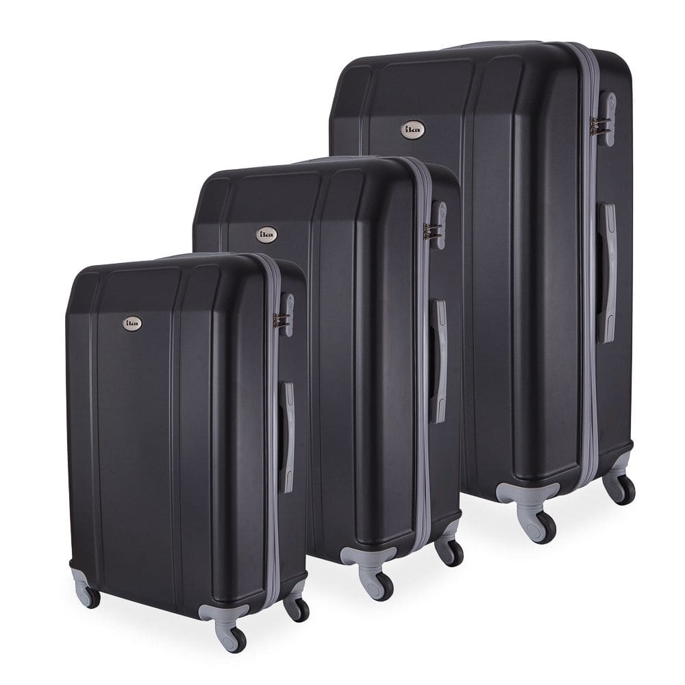 Conjunto de Mala de Viagem em Abs Ika Continental Cadeado Rodas Giro 360º 3 Peças P/m/g Preta