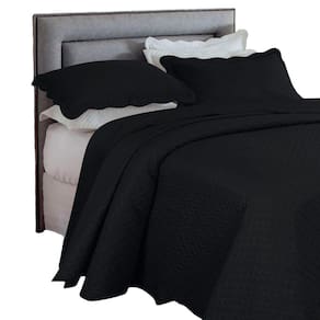 Colcha Queen Size Cores Lisas 3Pçs Cobreleito Luxo 2,40x2,60 Preto