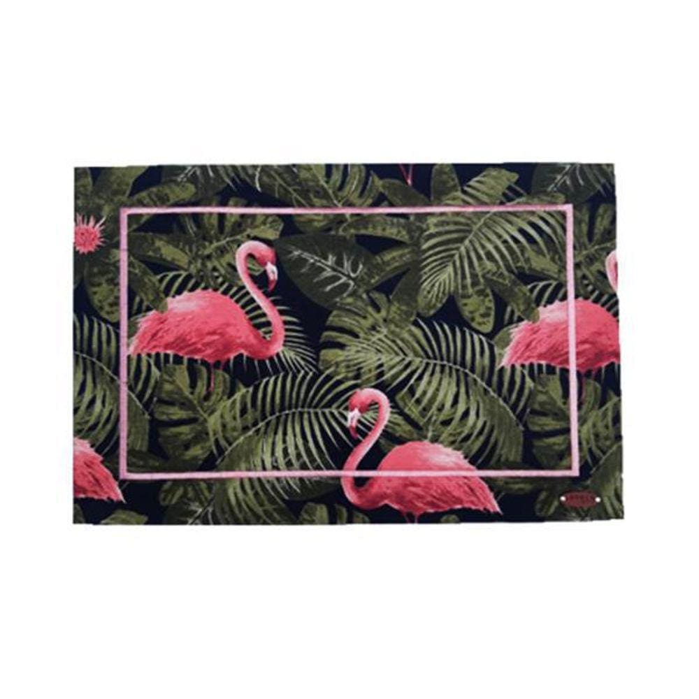 Jogo Americano Canto Mitrado Bordado Flamingo 01 Peça