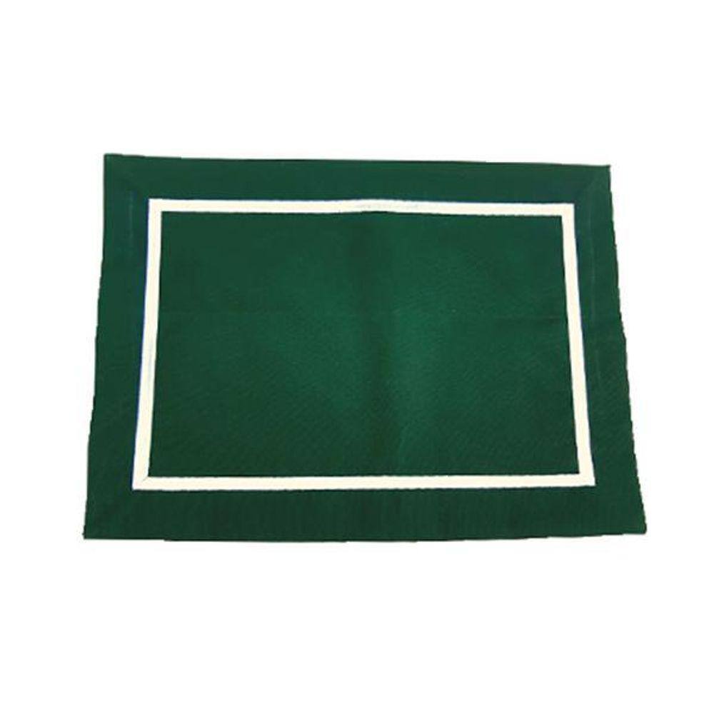 Jogo Americano Canto Mitrado Bordado Verde 01 Peça