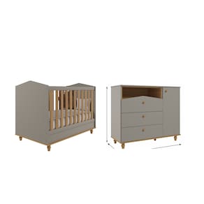 Berço e Cômoda Retro Permobili Mimo casinha com porta MDF