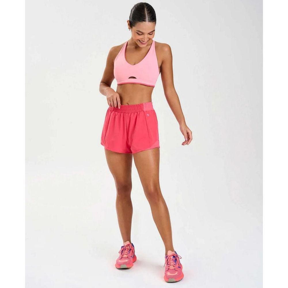 Shorts Alto Giro Sobreposto Com Recortes De Tule Feminino Ref:2342002