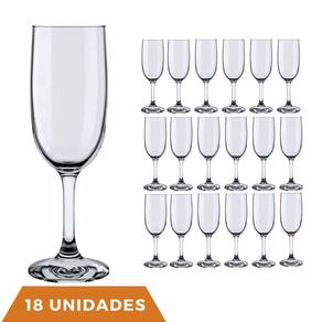 Taça De Vidro Champanhe Transparente 180ml - 18 Unidades