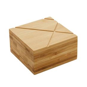 Saleiro Quadrado Bambu C/Tampa 13Cm X 13Cm X 7Cm