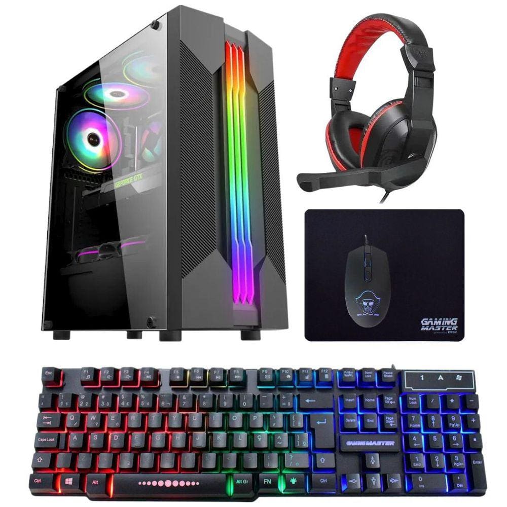 Computador Gamer TOB Core i7 SSD 480GB 16GB VGA GT730 4GB Windows 10 Pro Trial, Teclado/Mouse, Mouse Pad, Headset