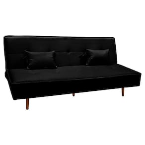Sofá Cama Silver 3 Lugares Reclinável 1,93 Sintético Preto - Speciale Home