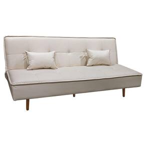 Sofá Cama Silver 3 Lugares Reclinável Casal Sintético Bege - Speciale Home