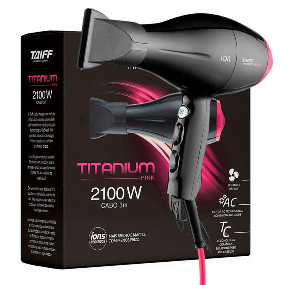 Taiff Secador Titanium Ion Rosa 2100W 110V