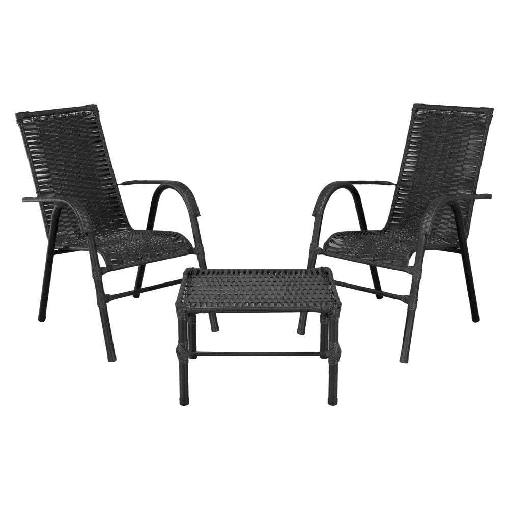Conjunto de Mesa de Centro e 2 Cadeiras Bela para Área Externa