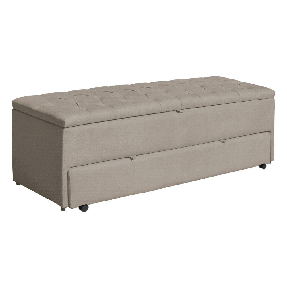 Calçadeira Baú Sapateira Casal 140cm Ayla Suede Capitonê - Estopar