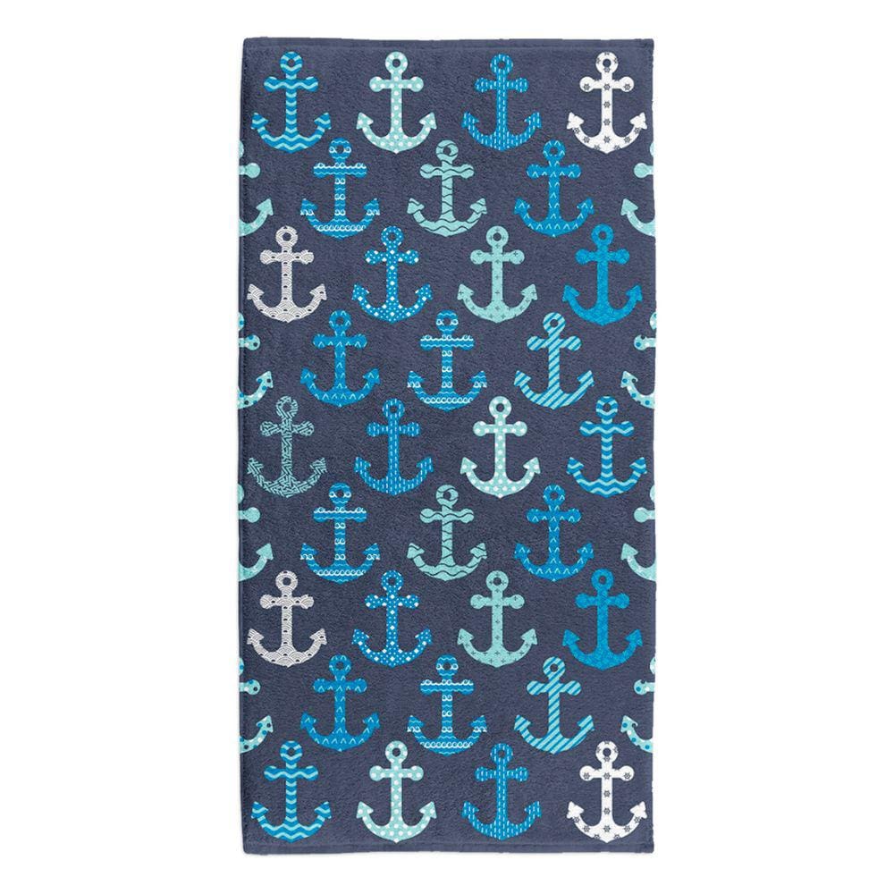 Toalha de Praia Piscina 140x70cm 100% Poliéster Macia Estampa 13 Âncoras