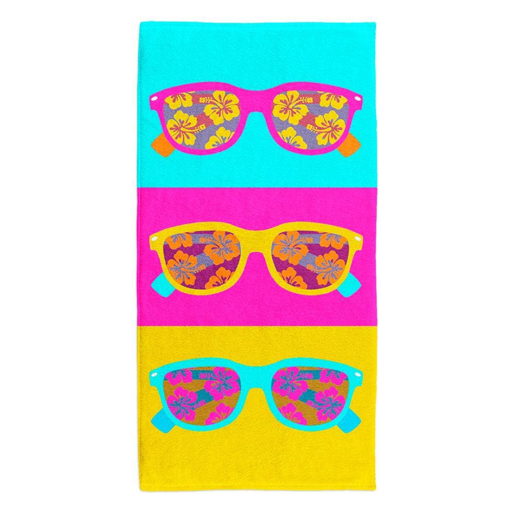 Toalha de Praia Piscina 140x70cm 100% Poliéster Macia Estampa 08 Óculos