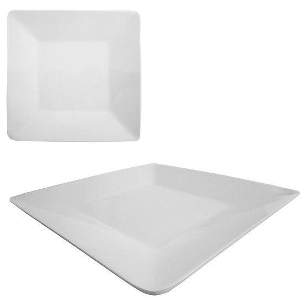 Prato Raso Quadrado Melamina Branco 20Cm - 110943