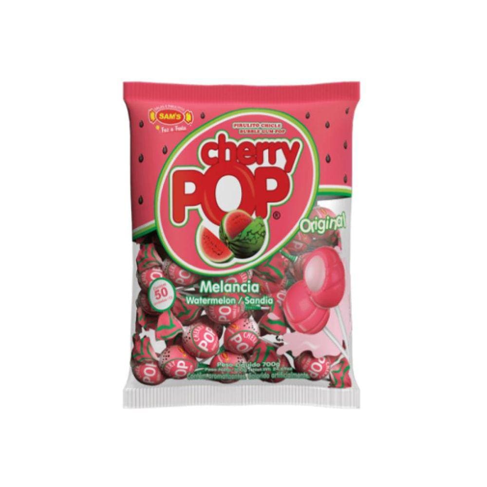 Pirulito Chicle Cherry Pop Melancia C/ 50un 700g - Sam`s