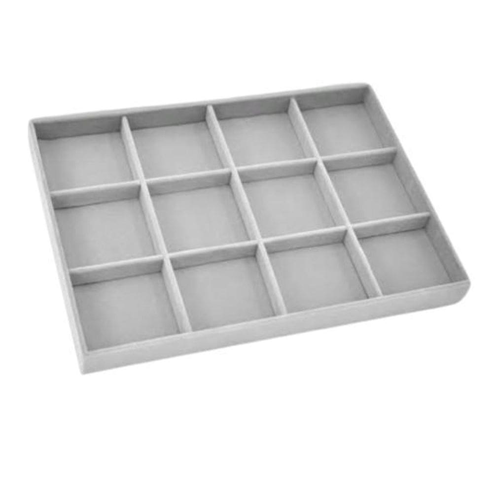 Organizador de Joias em MDF - Cinza - 12 Nichos - 35x24x3 cm