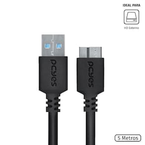 Cabo Para Hd Externo Usb A 3.0 Macho Para Micro Usb B 3.0 (10 Pinos) Macho 28awg 5m - Puamcm3-5
