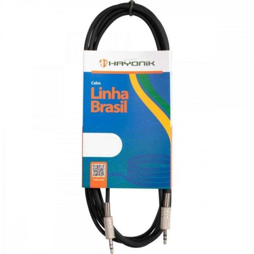 Cabo De áudio Linha Brasil P2 Estéreo X P2 Estéreo 5m Preto Hayonik