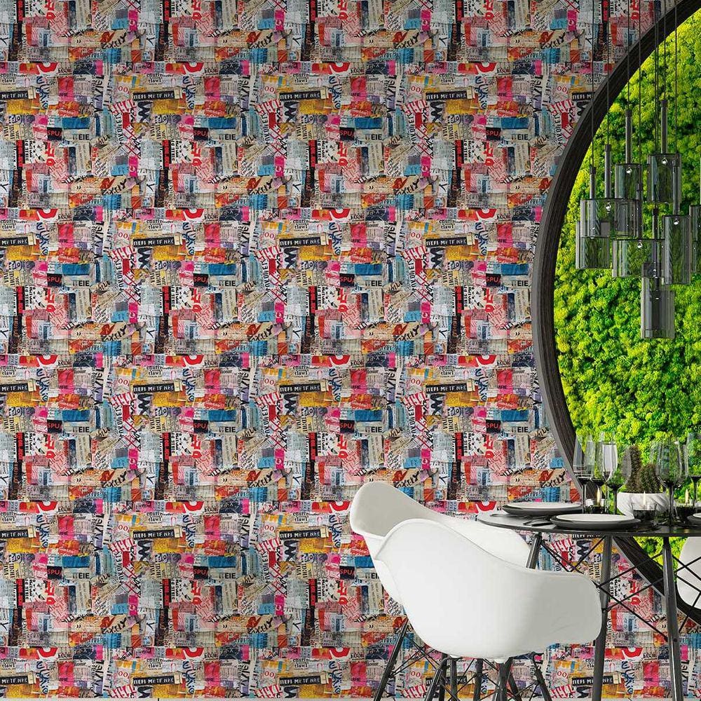 Papel de Parede Auto Colante Colagem lambe lambe colorida decorada rústica Lavavel Quarto sala 18m