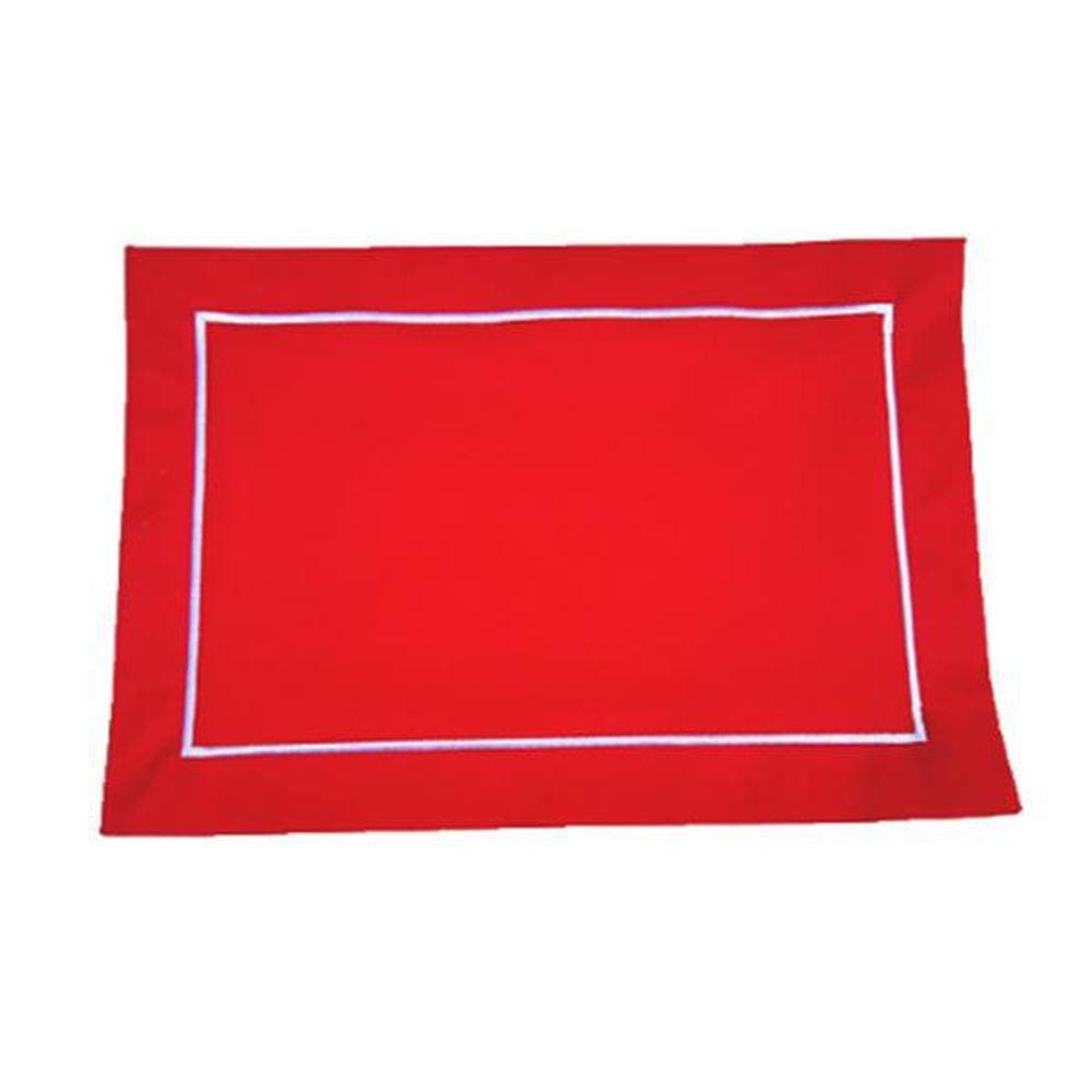 Jogo Americano Bordado Suede Vermelho 01 Peça