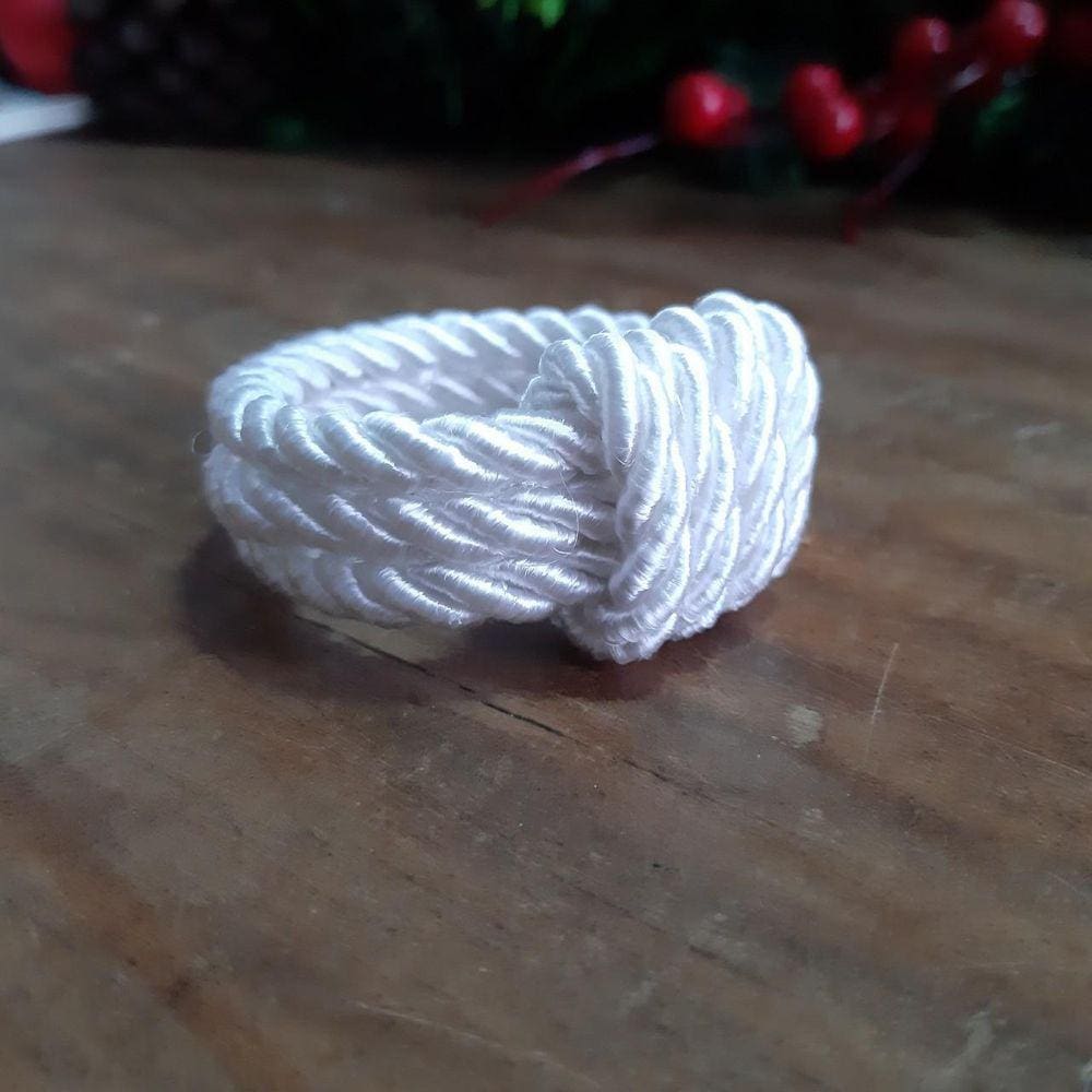 Porta Guardanapo Lovely Bracelete De Cordão Branco