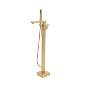 Misturador Monocomando De Piso Para Banheira Santa Maria Pingoo.casa - Dourado Escovado