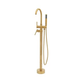 Misturador Monocomando De Piso Para Banheira Uraim Pingoo.casa - Dourado Escovado