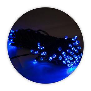 Cordão Led Pisca 10m 80L Carregamento Solar Natal Azul