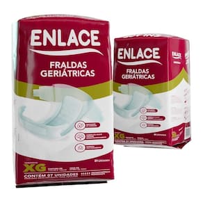 Fralda Descartável Enlace Adulto Tamanho XG - 8 Pacotes com 7 Fraldas - Total 56 Tiras