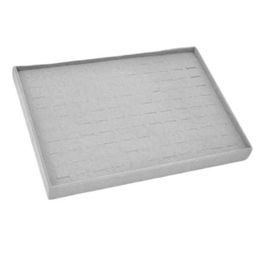 Bandeja Organizadora de Anéis em MDF - Veludo Sintético - Cinza - 35x24x3 cm