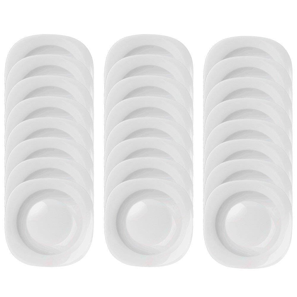 Conjunto de Pratos Fundos Nadir Vidro Branco Opaline Plaza 24 peças